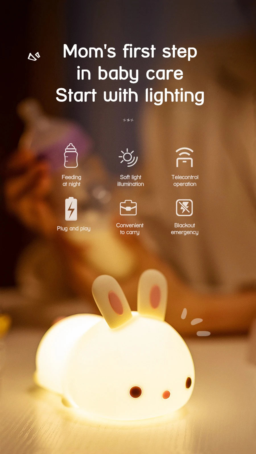 Cute Bunny Silicone Night Light